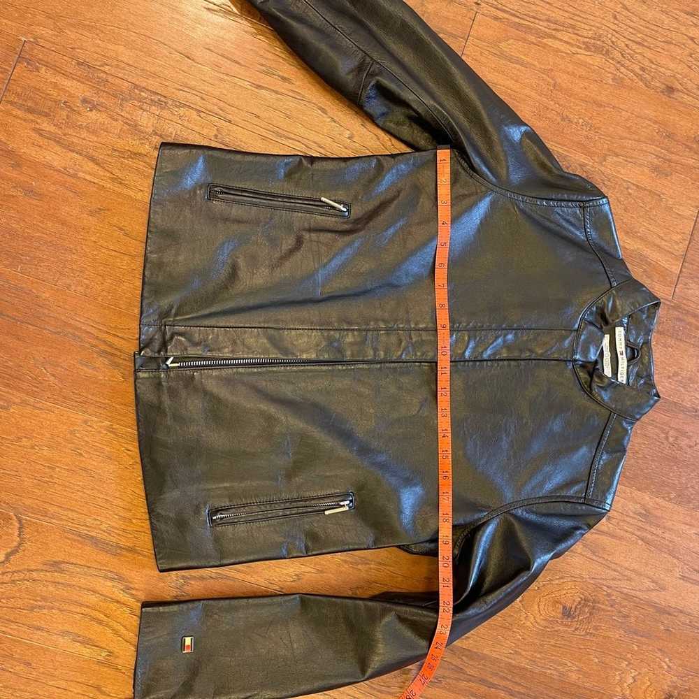 Tommy Hilfiger ladies black leather Moto jacket - image 11
