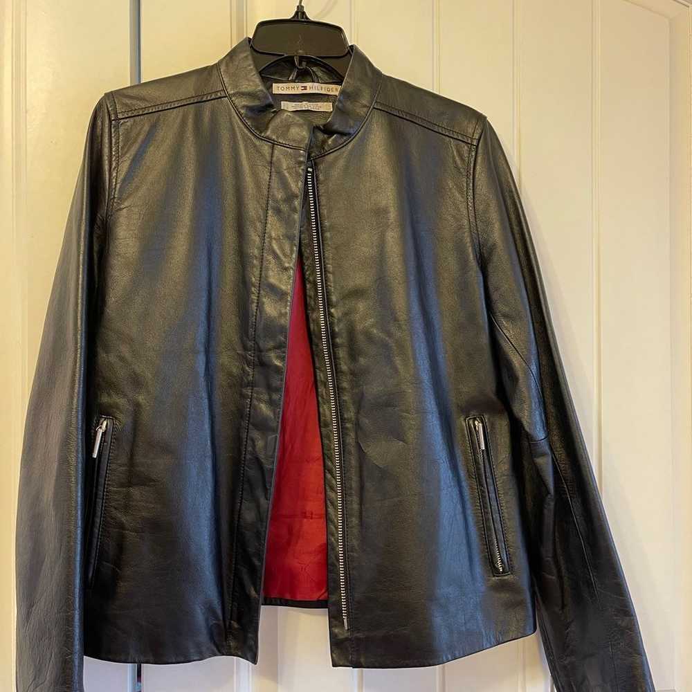 Tommy Hilfiger ladies black leather Moto jacket - image 7