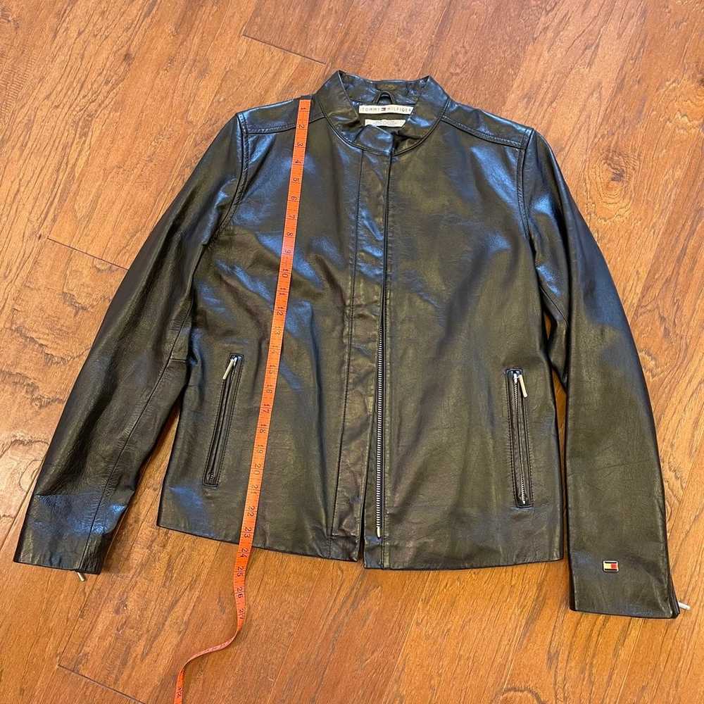 Tommy Hilfiger ladies black leather Moto jacket - image 9