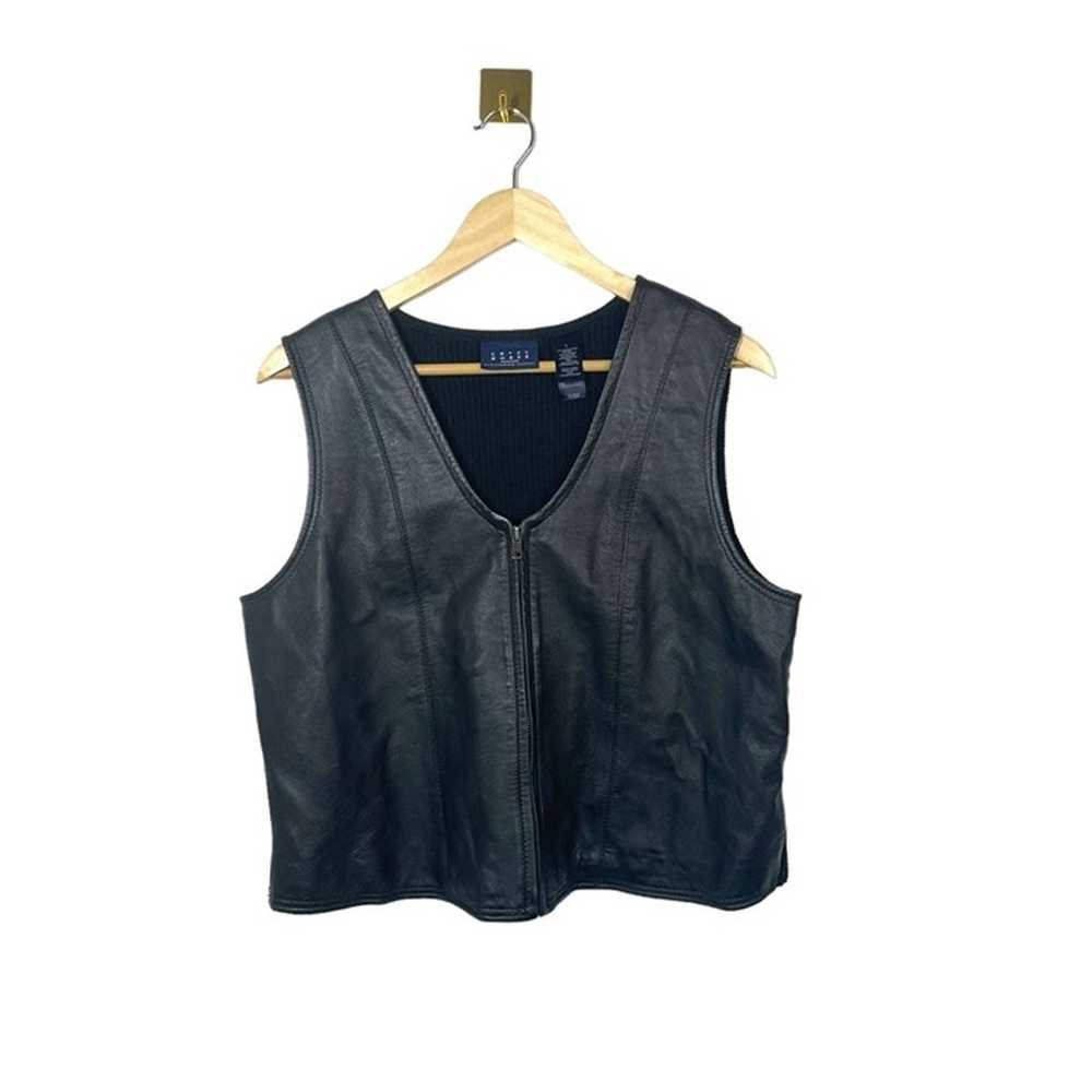 VINTAGE Liz Claiborne Leather Sleeveless Vest in … - image 1