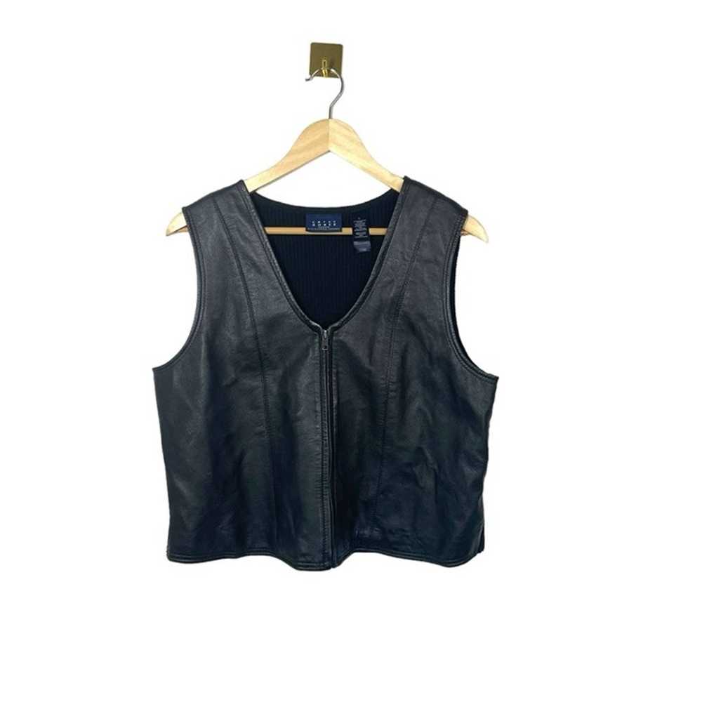 VINTAGE Liz Claiborne Leather Sleeveless Vest in … - image 2