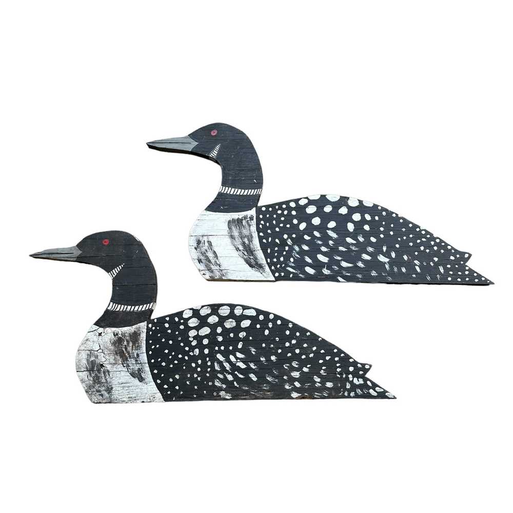 Hand painted LOON double sided wood display - image 2
