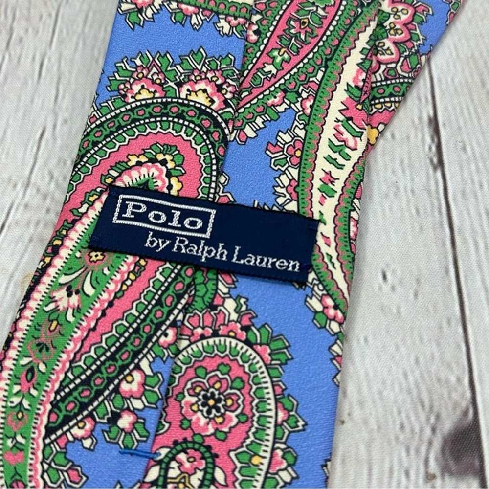 vintage polo ralph lauren pastel paisley silk tie… - image 5