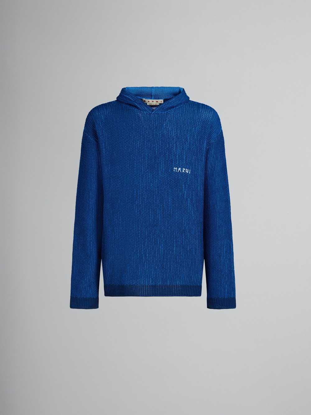 Marni o1w1db10524 Knitted Cotton Hoodie in Blue - image 1