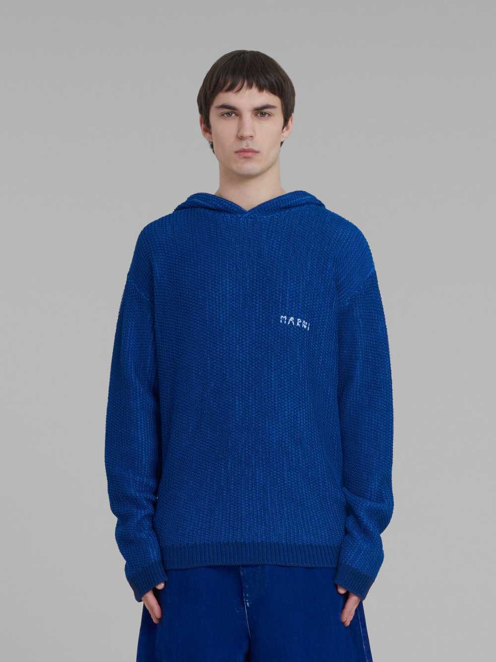 Marni o1w1db10524 Knitted Cotton Hoodie in Blue - image 2