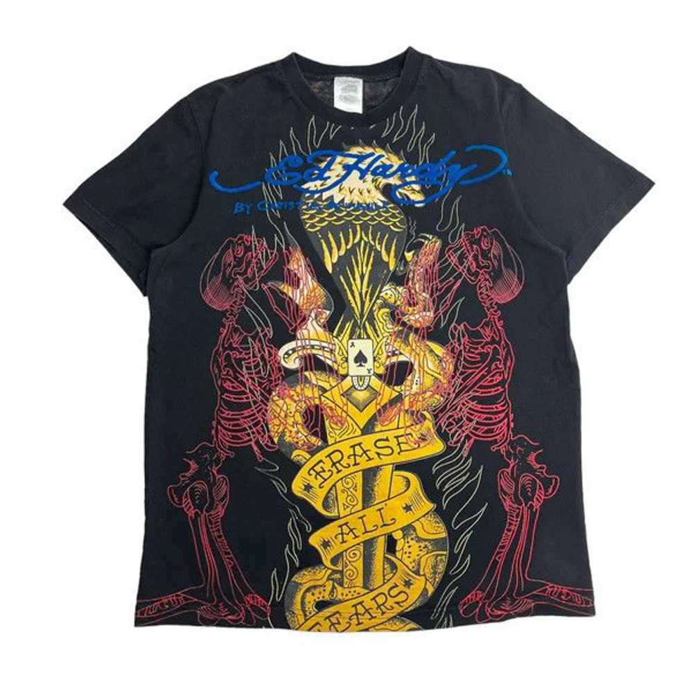 Ed Hardy Y2K ED HARDY “ERASE ALL FEARS” DAGGER T-… - image 1