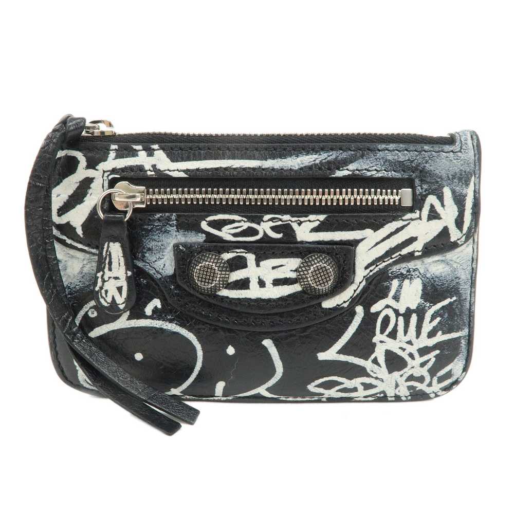 BALENCIAGA Leather Graffiti Fragment Case Coin Ca… - image 1