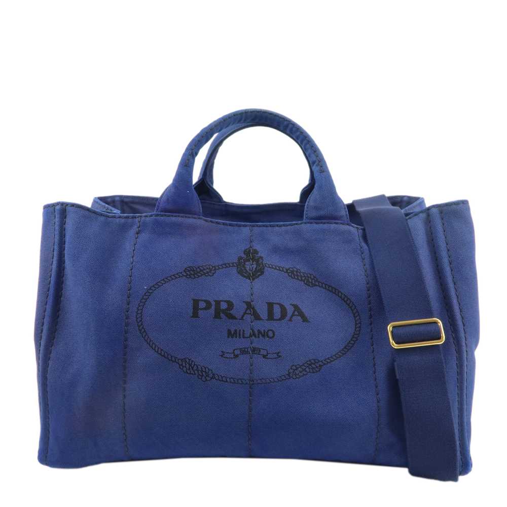 PRADA Logo Canapa Large Canvas 2Way Tote Bag Hand… - image 2