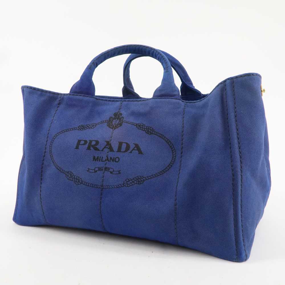 PRADA Logo Canapa Large Canvas 2Way Tote Bag Hand… - image 4