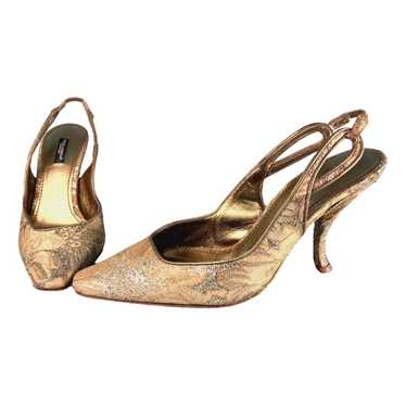 Dolce & Gabbana Dolce Gabbana Gold Lace Slingback… - image 1