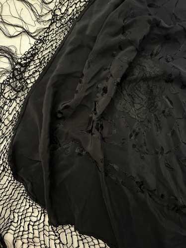 1920s silk noir piano shawl with hand embroidery - image 1