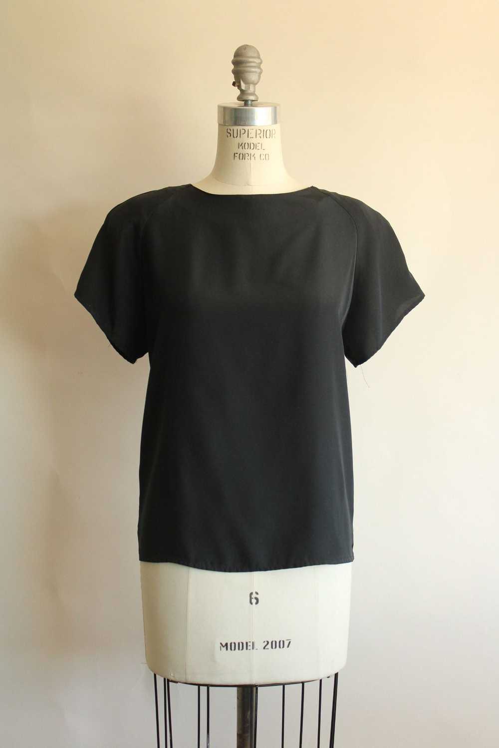 Vintage 1990s Black Shirt with Keyhole Back and S… - image 1