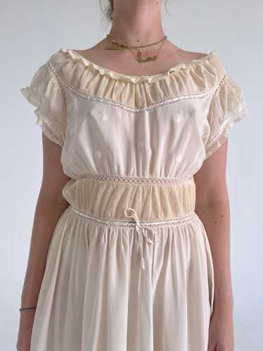 1930's White SIlk Slip with Embroidered Dots
