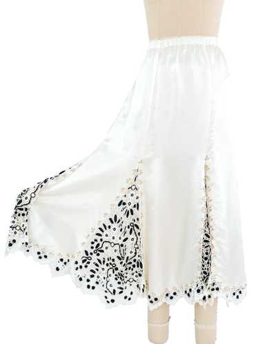 White Satin And Crochet Skirt