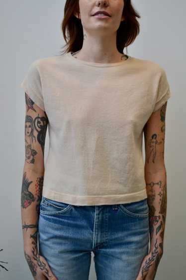 Boxy Creamy Beige Woven Tee