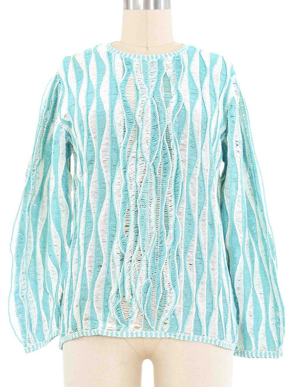 Turquoise Wave Crochet Top - image 1