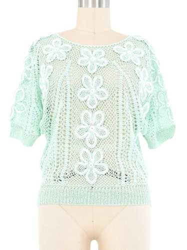 Seafoam Floral Crochet Top