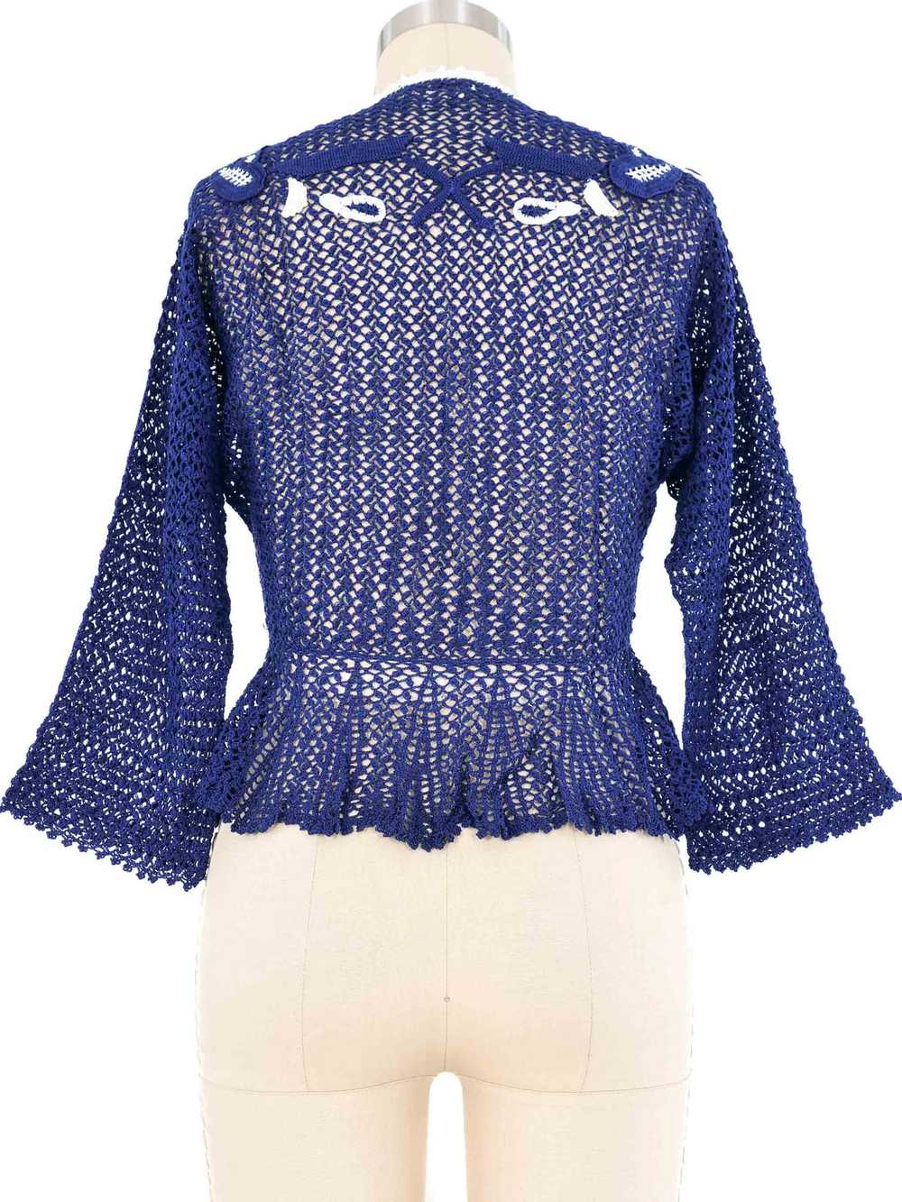 Blue Peplum Crochet Cardigan - image 5