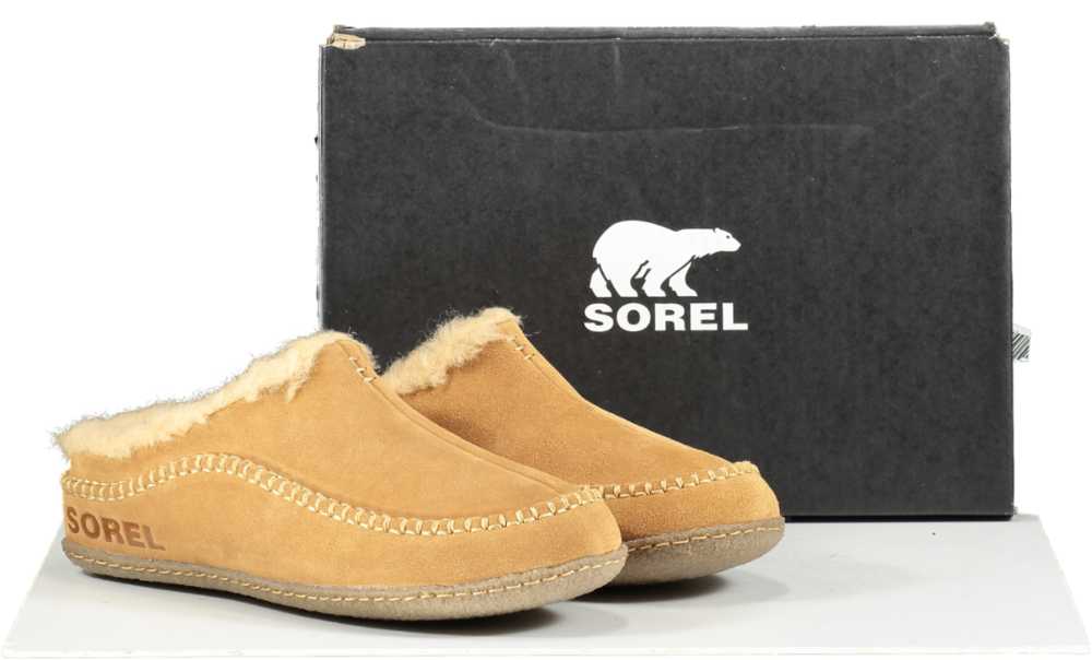 SOREL Camel Beige Fur Lined Lanner Suede Slipper … - image 1