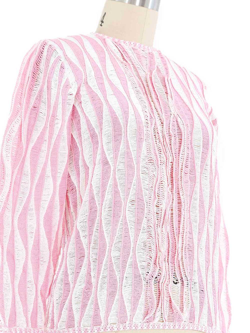 Pink Wave Crochet Top - image 2