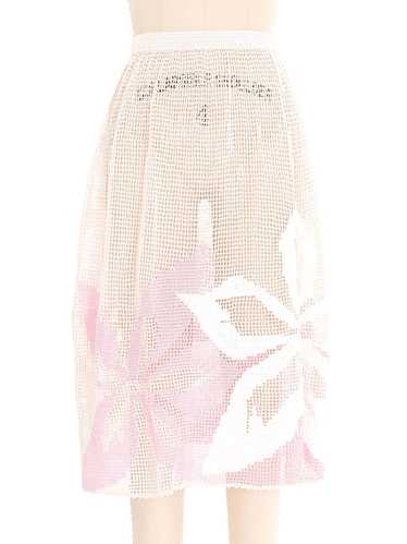 Pink Flower Crochet Midi Skirt