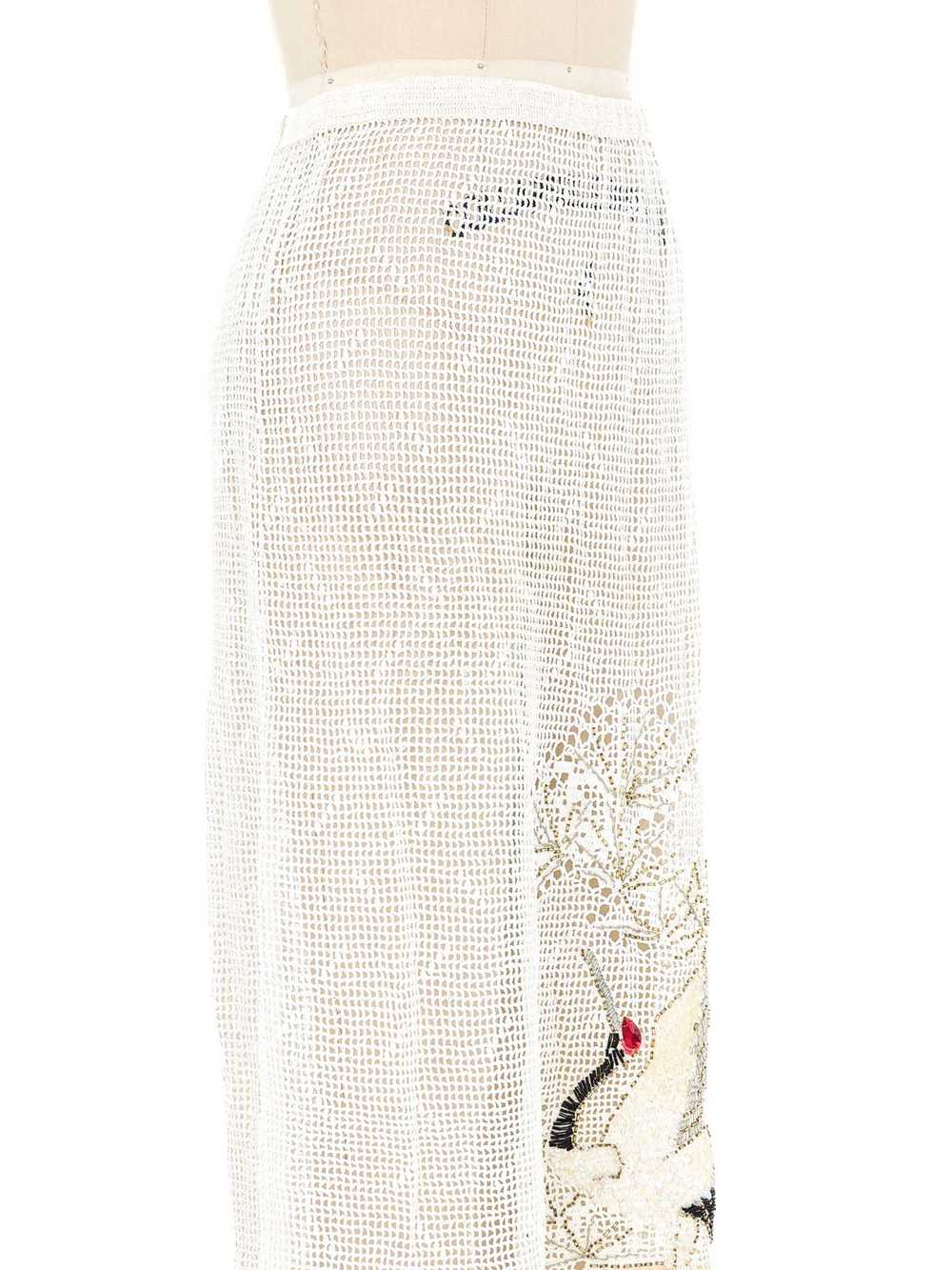 Crane Embellished Crochet Skirt - image 2