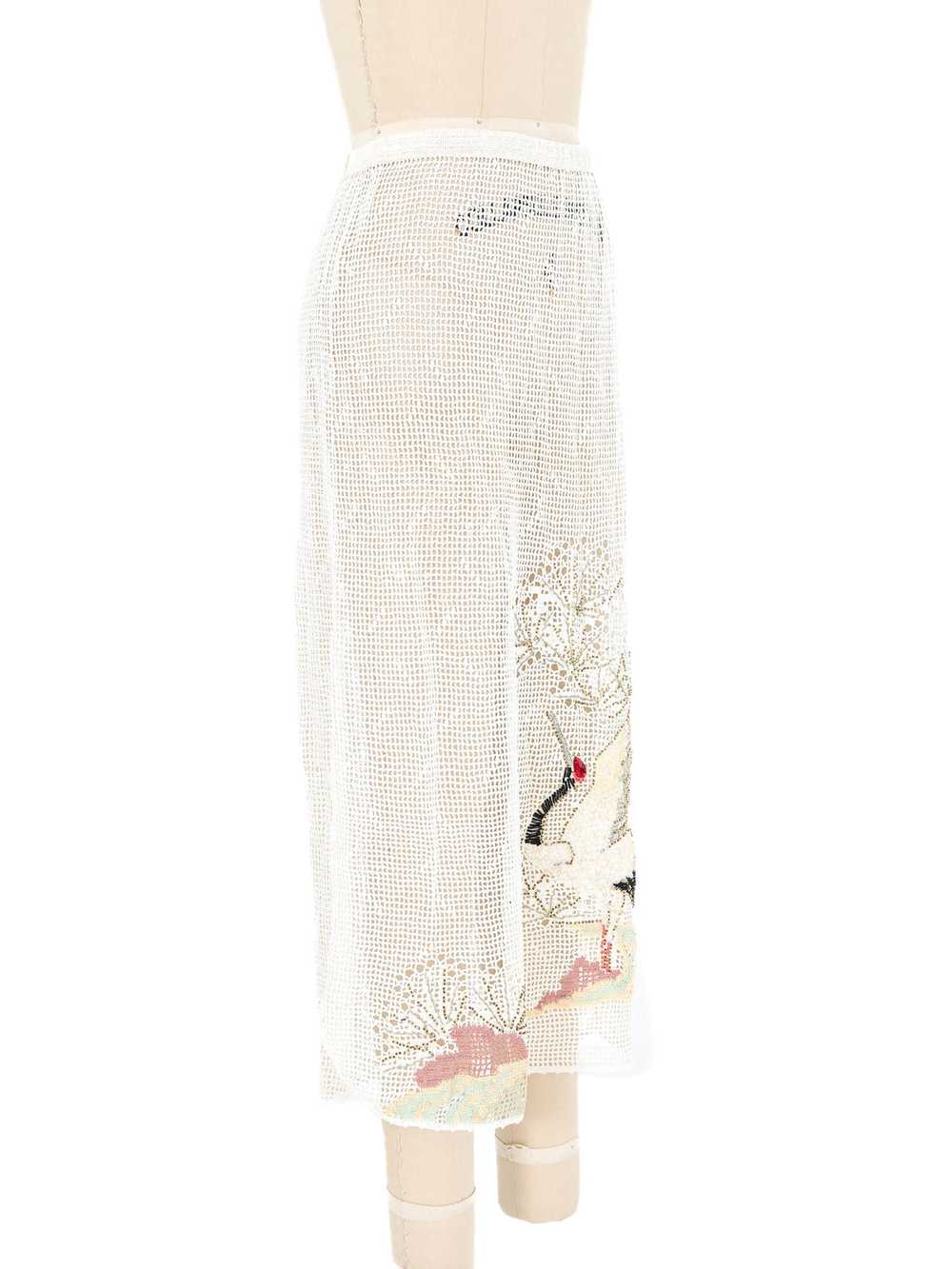 Crane Embellished Crochet Skirt - image 3