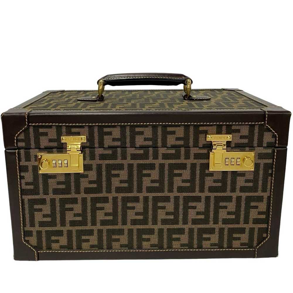 Fendi FENDI Zucca pattern FF canvas leather box h… - image 3