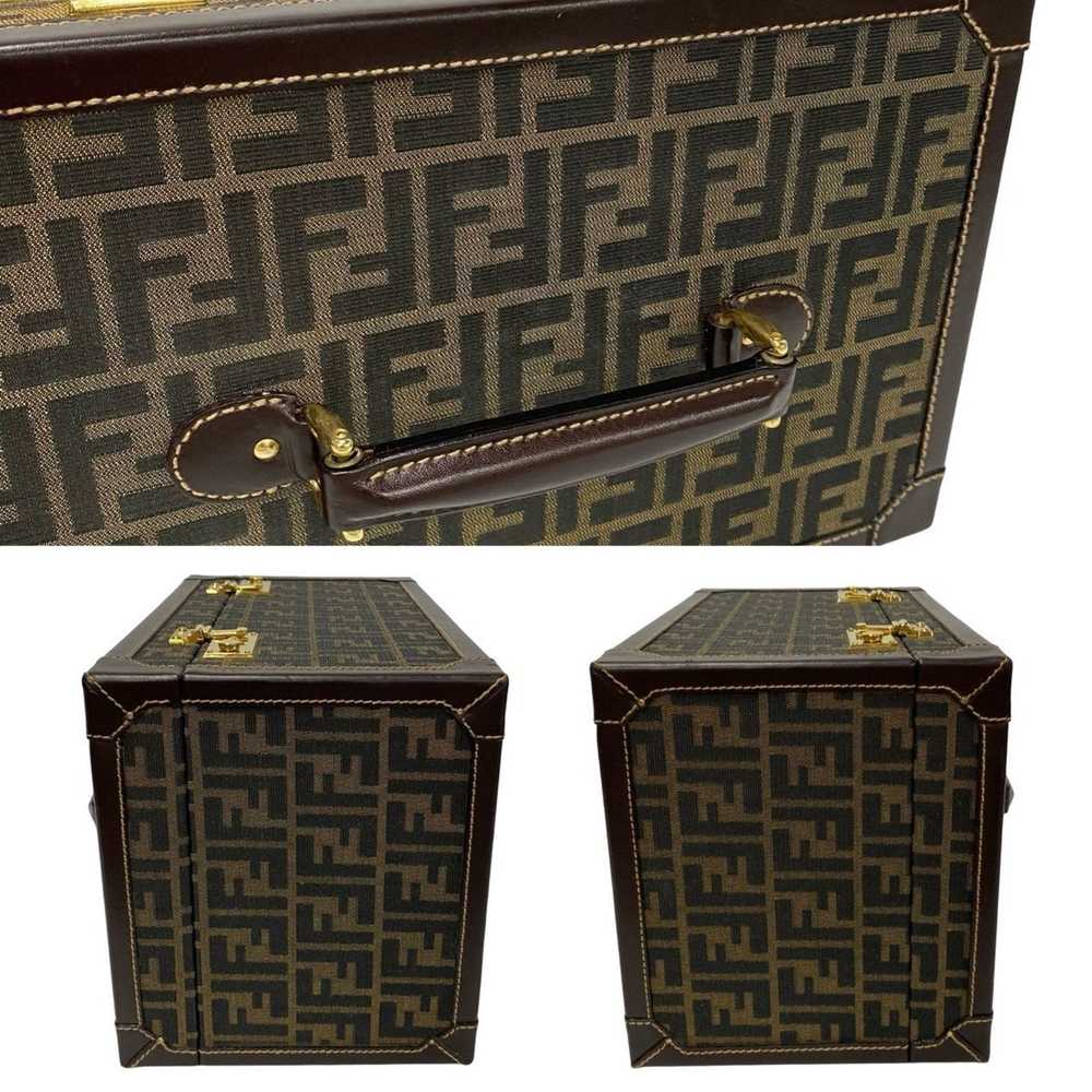 Fendi FENDI Zucca pattern FF canvas leather box h… - image 6