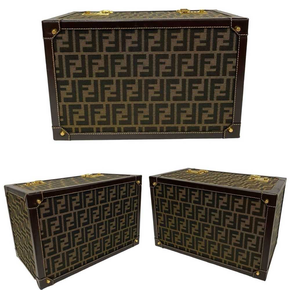 Fendi FENDI Zucca pattern FF canvas leather box h… - image 7