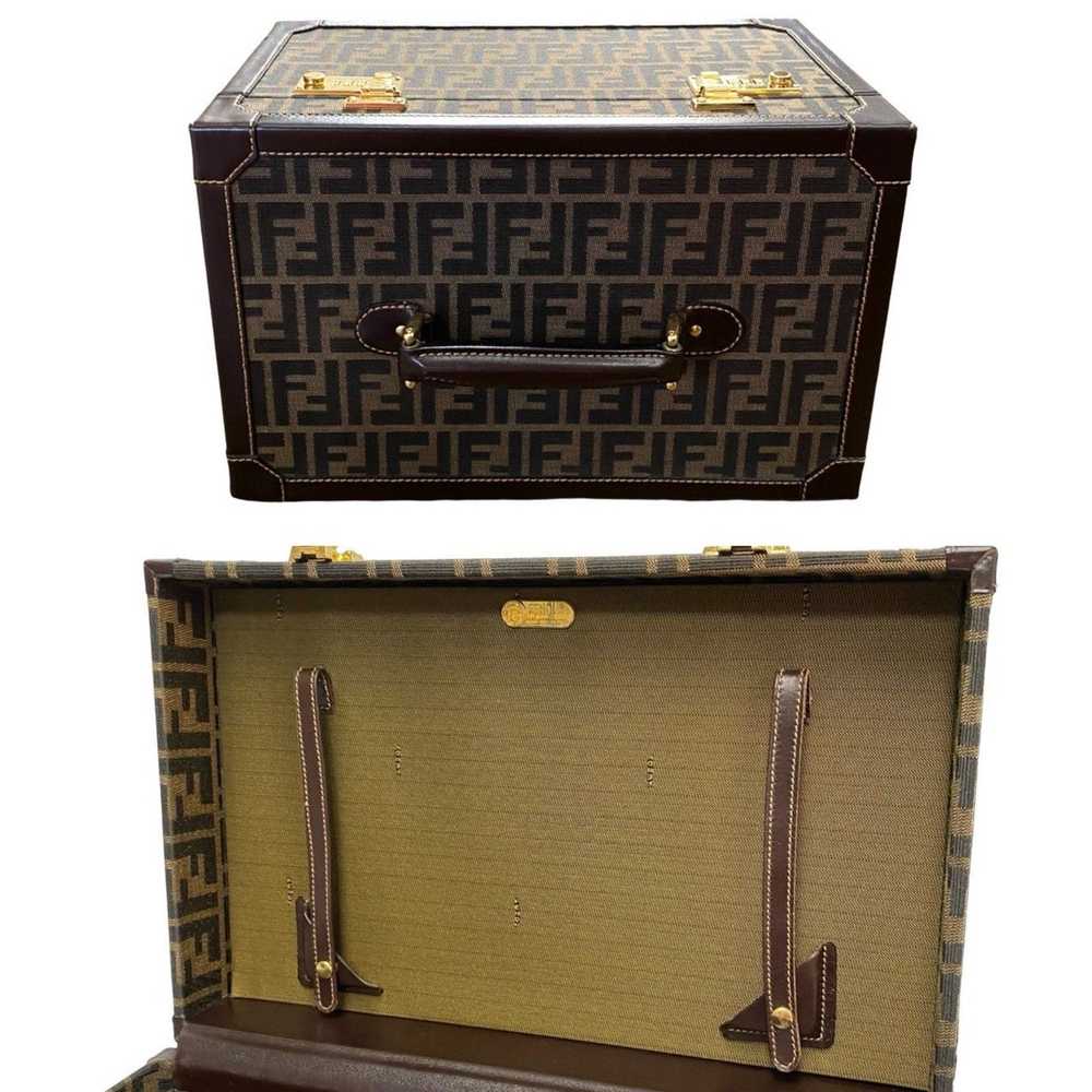 Fendi FENDI Zucca pattern FF canvas leather box h… - image 9