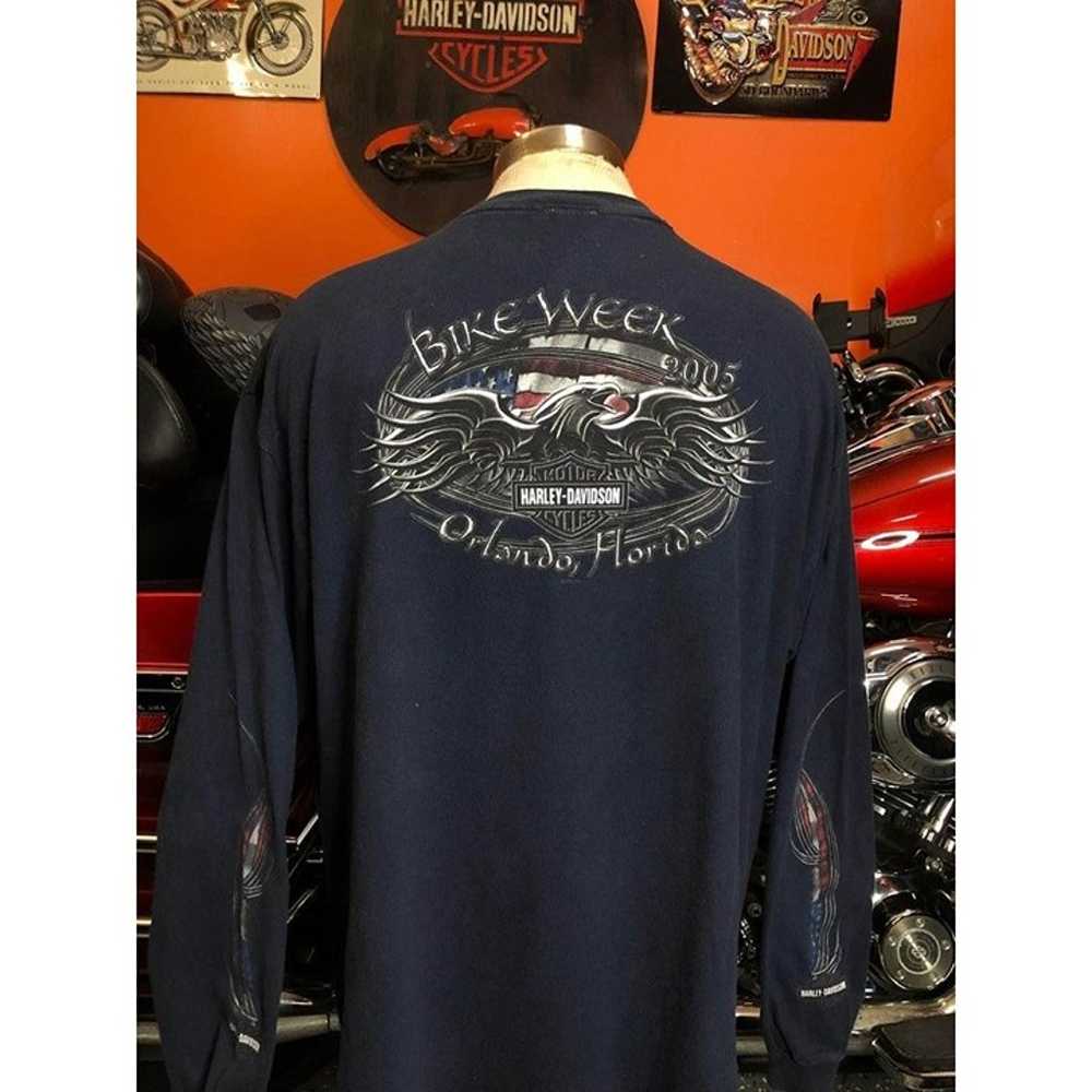 VTG 2005 Harley Dark Blue Davidson T-shirt XL Men… - image 2