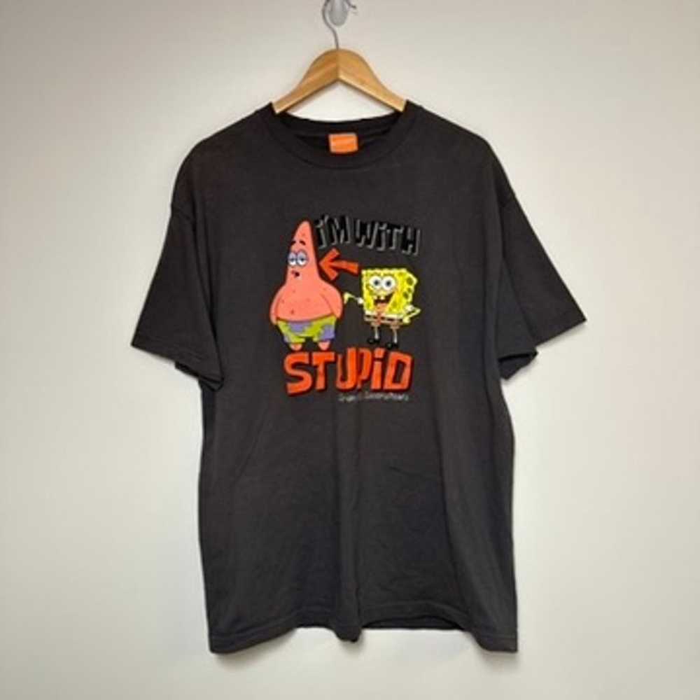 2003 Spongebob Shirt Y2K Nickelodeon T-Shirt Gray… - image 1