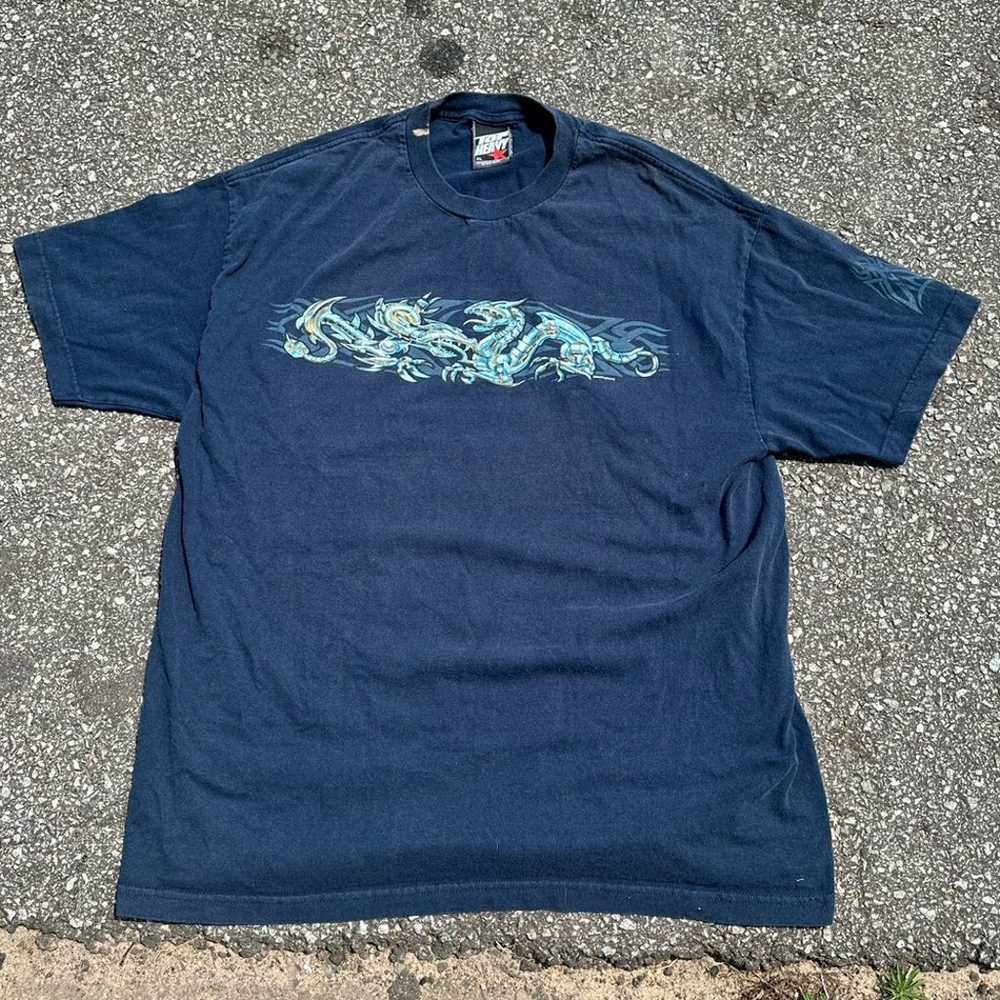 Vintage Y2K TopHeavy Dragon Print Tee - image 1