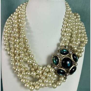 Kenneth Jay Lane KJL Multi Strand Pearl Torsade N… - image 1