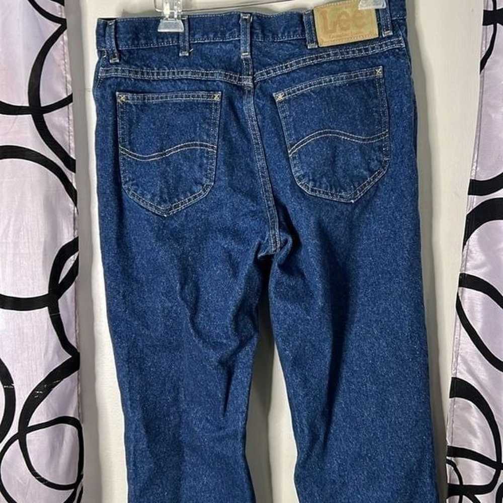 Vintage Lee dark blue wash denim jeans size 34 x … - image 12