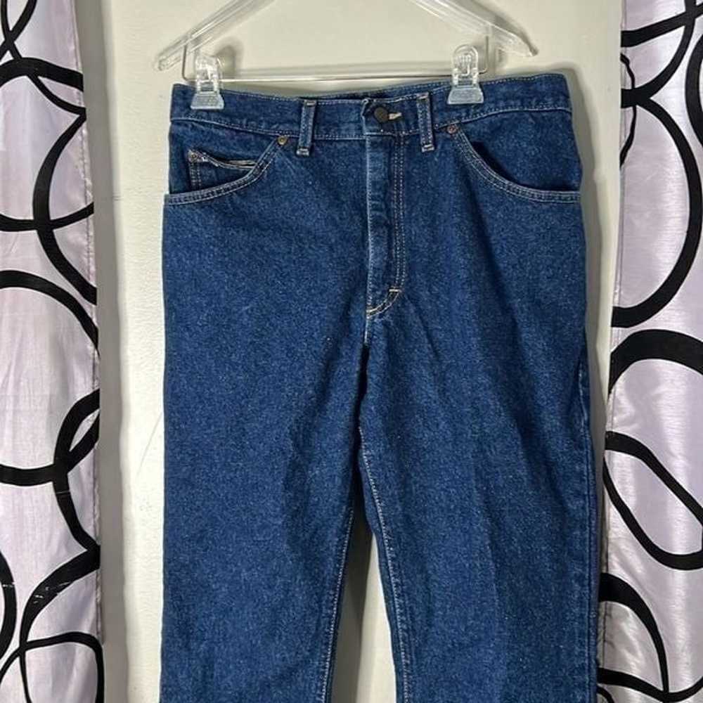 Vintage Lee dark blue wash denim jeans size 34 x … - image 7