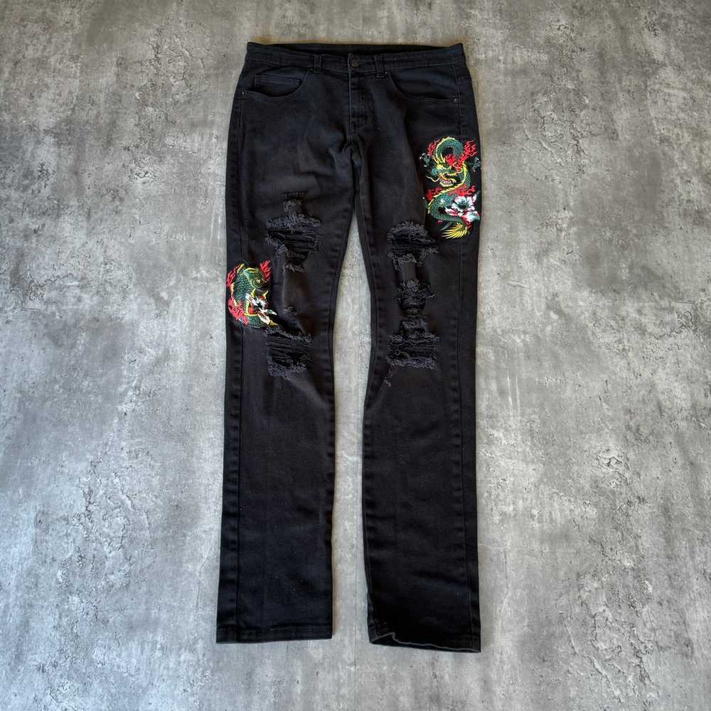 Vintage Y2K Young & Reckless Embroidered Dragon S… - image 1