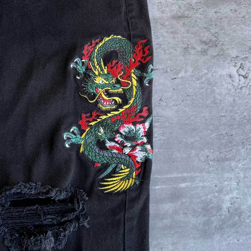 Vintage Y2K Young & Reckless Embroidered Dragon S… - image 3