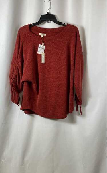 NWT Max Studio Womens Red 3/4 Ruched Sleeve Pullov
