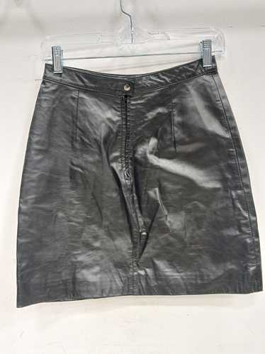 Vintage Bermans Women's Black Leather Mini Skirt S