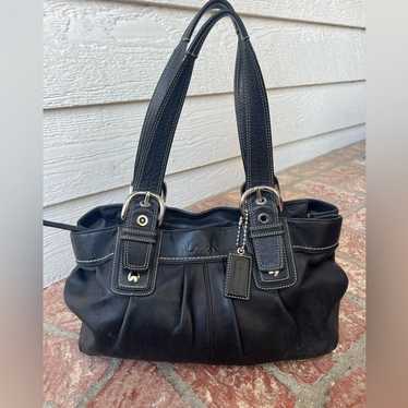 COACH Hampton Black Leather Soho Shoulder Bag Han… - image 1