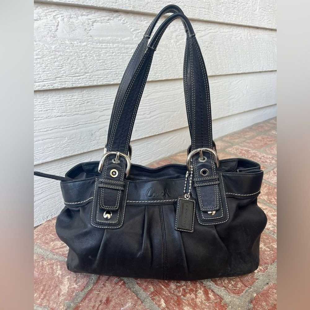 COACH Hampton Black Leather Soho Shoulder Bag Han… - image 2