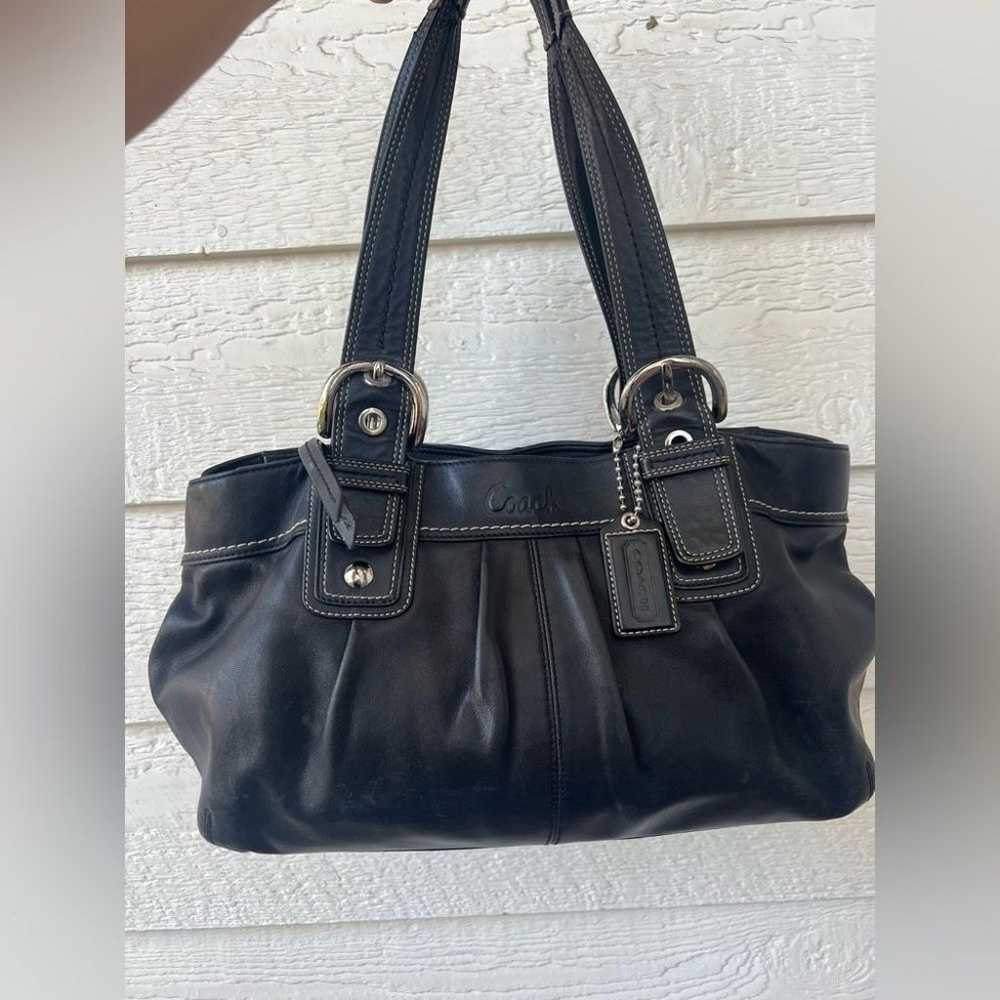 COACH Hampton Black Leather Soho Shoulder Bag Han… - image 9