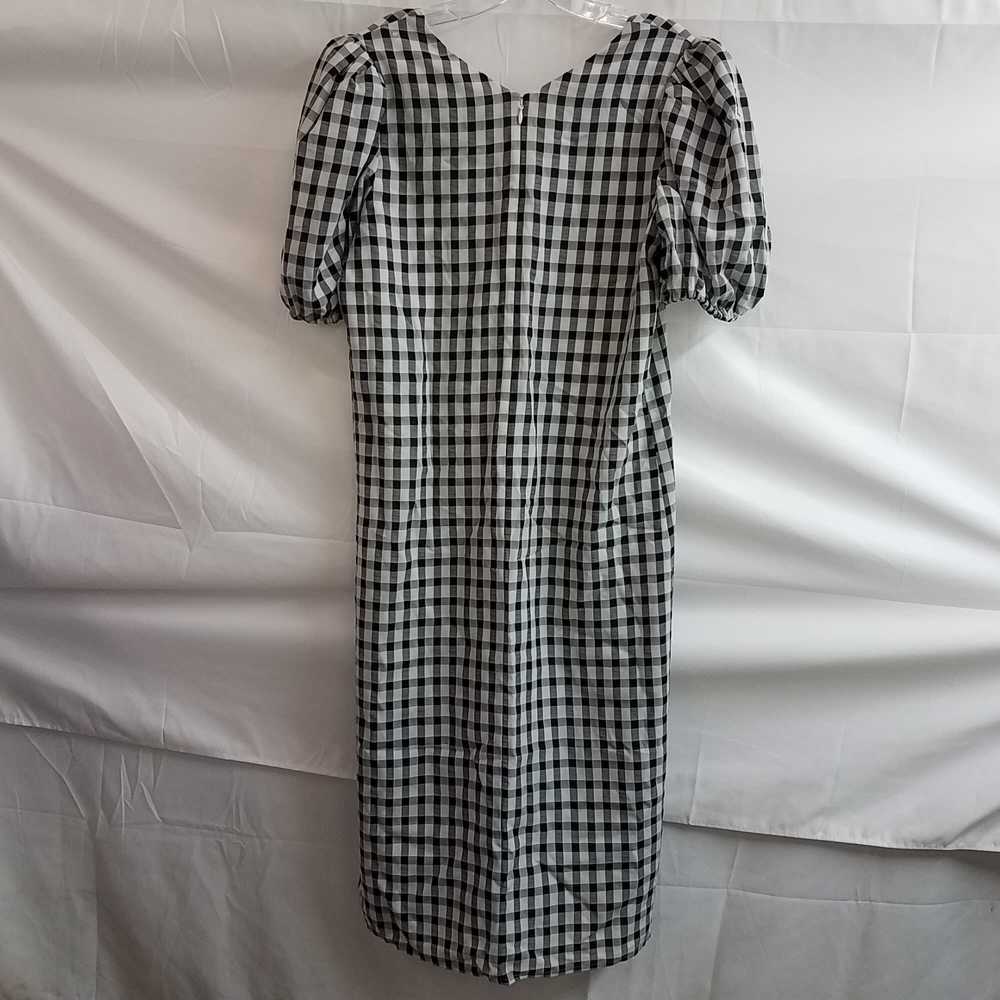 Halogen Gingham Puff Sleeve Midi Dress Black & Wh… - image 2