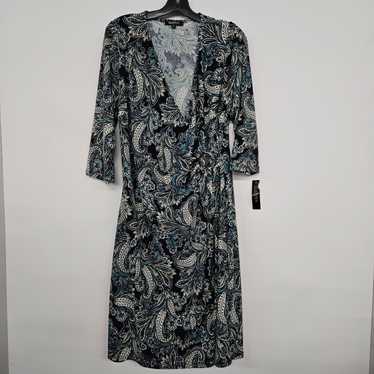 Multicolor Floral Print V Neck Wrap Dress - image 1