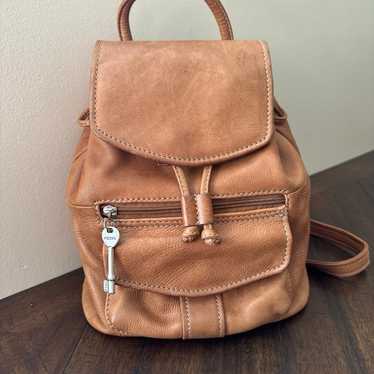 Vintage Fossil black Leather mini Backpack purse H