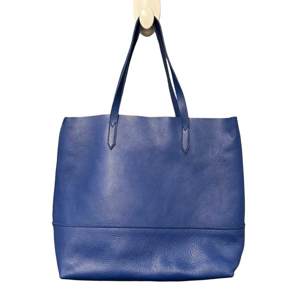 J. Crew Blue Pebbled Leather Tote Bag - image 1