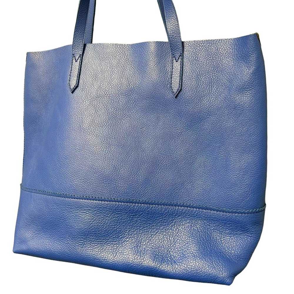 J. Crew Blue Pebbled Leather Tote Bag - image 2