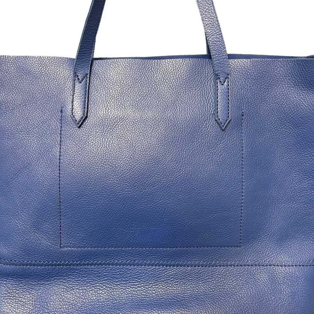 J. Crew Blue Pebbled Leather Tote Bag - image 4